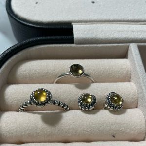 [Pandora] Two November Birthday Ring & Earring set